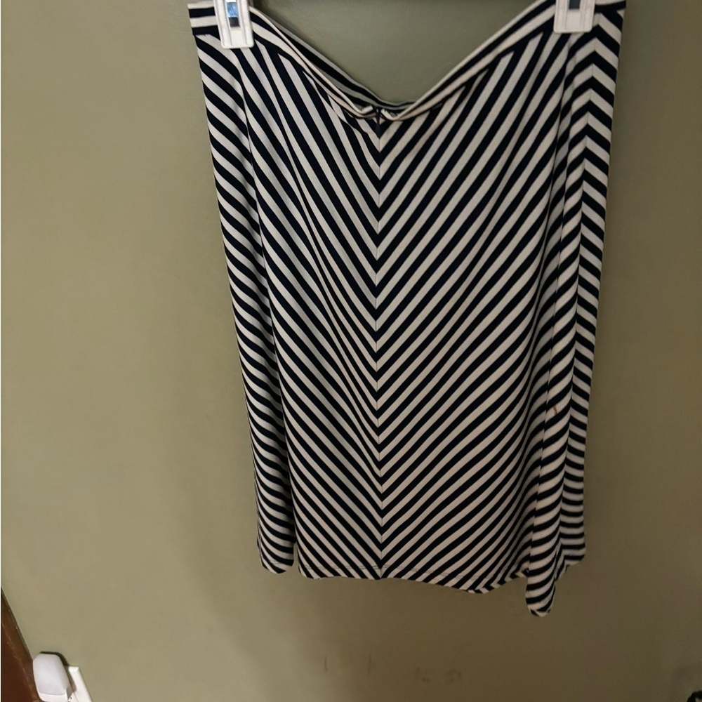 Tahari Arthur Levine Black & White Striped Cotton Pencil Skirt Size M - Picture 4 of 5